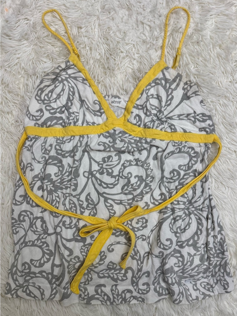 Aeropostale Gray Paisley Chemise with Yellow Trim